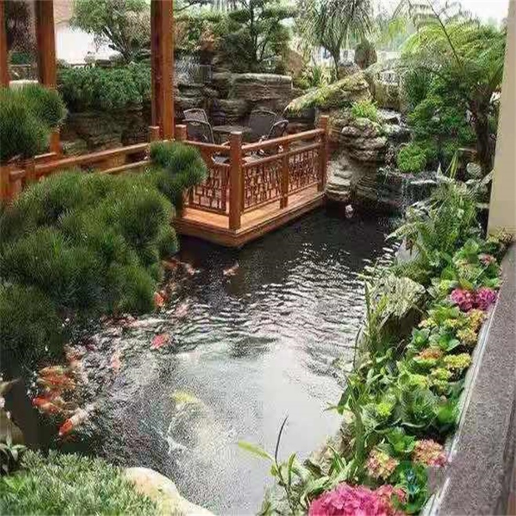 西安大型庭院假山鱼池景观设计